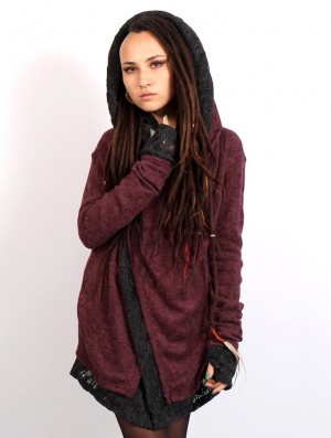 Toonzshop Namkha Nitya Crochet Cardigan Strickjacke Damen Wine | 8410FTAEY