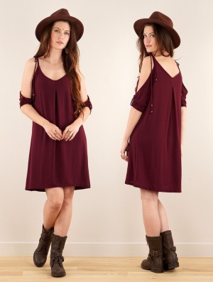 Toonzshop Narasimhäa Bare Shoulders Dress Kleid Damen Wine | 2746ALPKM