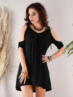 Toonzshop Narasimhäa Bare Shoulders Dress Kleid Damen Schwarz | 4371EWFTZ