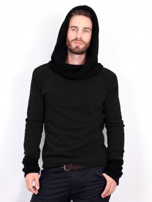 Toonzshop Nemöo Big Collar Hooded Sweater Pullover Herren Schwarz | 6259NHKWT