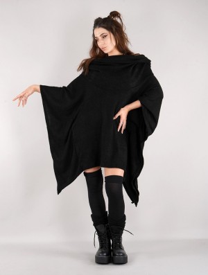 Toonzshop Nethmi Hooded Long Sweater Pullover Damen Schwarz | 1583UKXRT