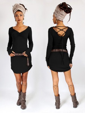 Toonzshop Nikkäa Sweater Dress Kleid Damen Schwarz | 7893XRYTN