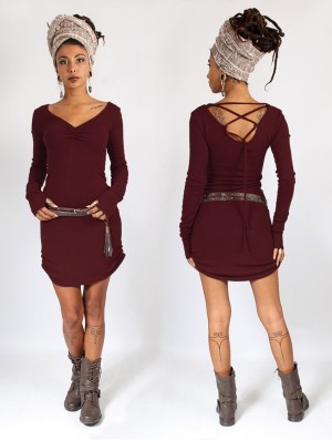 Toonzshop Nikkäa Sweater Dress Kleid Damen Wine | 9341DSEKT