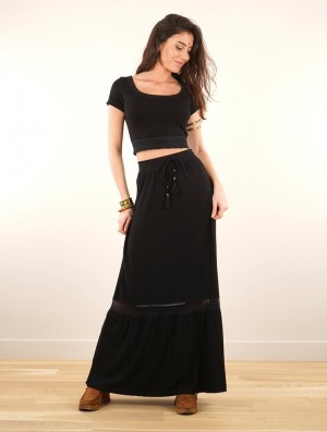 Toonzshop Nimue Long Skirt Rock Damen Schwarz | 6427JHNMZ