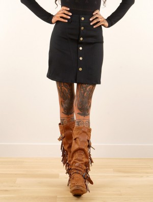 Toonzshop Ninwë Denim Mini Skirt Rock Damen Schwarz | 6453PDFSK
