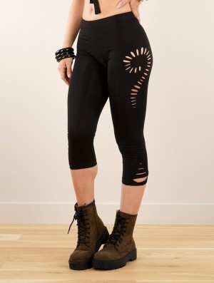 Toonzshop Niram Cut-out 3/4 Leggings Leggings Damen Schwarz | 4087EPTVW