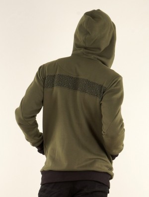 Toonzshop Námo Swastika Printed Zipped Hoodie Hoodie Herren Olivgrün Grün | 9421UTGLW