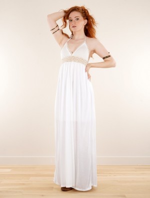 Toonzshop Nolofinwe Strappy Bare Back Long Dress And Harem Pant Overalls Kleid Damen Weiß | 2506JVXHU