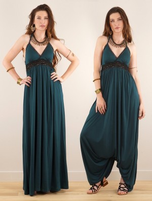 Toonzshop Nolofinwe Strappy Bare Back Long Dress And Harem Pant Overalls Kleid Damen Blau | 2745MCZRT