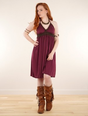 Toonzshop Nolofinwe Strappy Bare Back Short Dress Kleid Damen Wine | 4983TMAOY