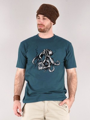 Toonzshop Octopus K7 Printed Short Sleeve T-shirt T-Shirt Herren Dunkelblau | 8476RHDAI