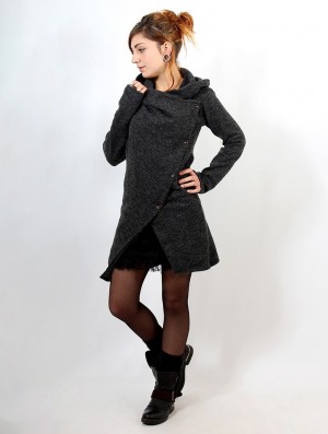 Toonzshop Panimya Large Collar Crossed Front Jacket Jacken Damen Grau | 3706VPAMJ