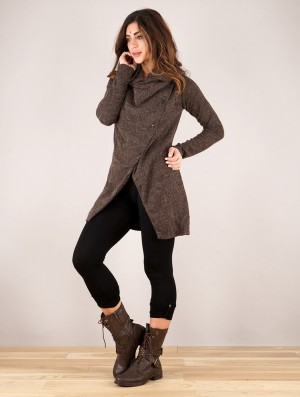 Toonzshop Panimya Large Collar Crossed Front Jacket Jacken Damen Braun | 5347UGOSK