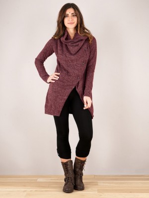 Toonzshop Panimya Large Collar Crossed Front Jacket Jacken Damen Wine | 7982PEWDB