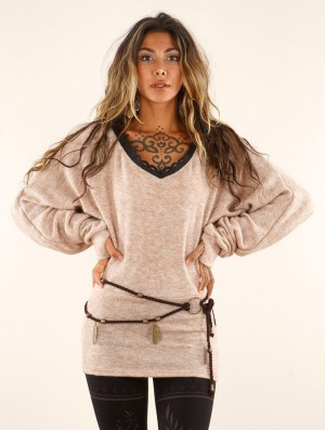 Toonzshop Physälis 2in1 Roll-up Sweater Pullover Damen Beige | 2634CRTQA