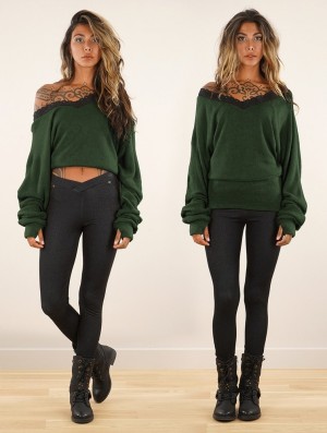 Toonzshop Physälis 2in1 Roll-up Sweater Pullover Damen Grün | 8319EGJXU