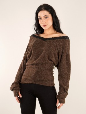Toonzshop Physälis 2in1 Roll-up Sweater Pullover Damen Braun | 8120SFMOC