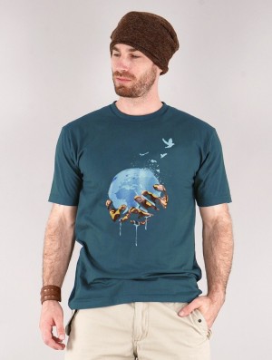 Toonzshop Planet Printed Short Sleeve T-shirt T-Shirt Herren Dunkelblau | 2416YSPUG
