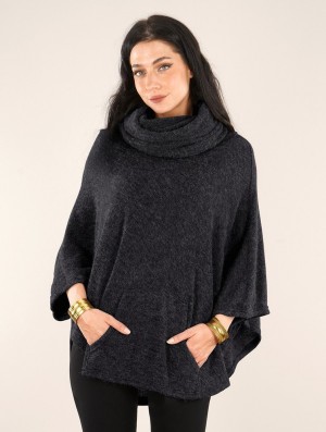Toonzshop Poncho "Taraka" Ponchos Damen Dunkelgrau | 2493PJHQR