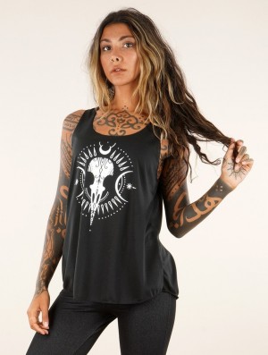 Toonzshop Ridaloo Printed Tank Top Tanktop Damen Schwarz Weiß | 1697QIZCM