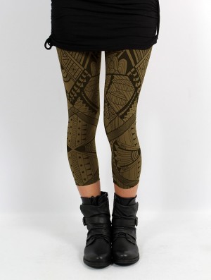 Toonzshop Rinji Africa Printed ¾ Leggings Leggings Damen Grün | 7569HUQKV