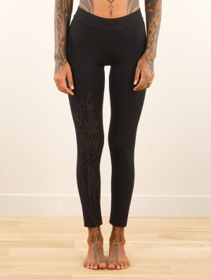 Toonzshop Rinji Sacred Egyptian Beetle Printed Long Leggings Leggings Damen Schwarz | 2651KBIZW