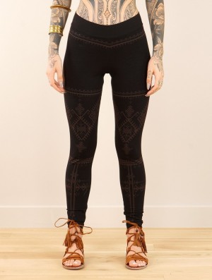 Toonzshop Rinji Thiziri Printed Long Leggings Leggings Damen Schwarz | 2971OVNCK
