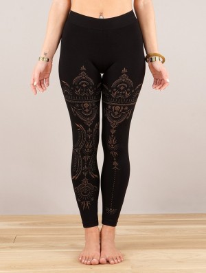 Toonzshop Rinji Zohraa Printed Long Leggings Leggings Damen Schwarz | 3250CBZVK