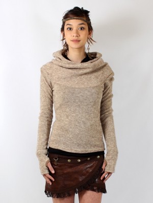 Toonzshop Sadiva Hooded Pullover Pullover Damen Beige | 0546EHASN