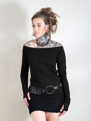 Toonzshop Saädiya Long Sleeve Top Oberteile Damen Schwarz | 6907HSPDL