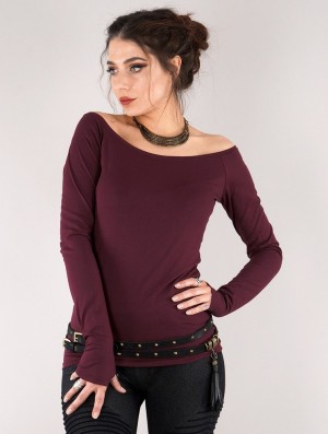 Toonzshop Saädiya Long Sleeve Top Oberteile Damen Wine | 0975ELUIK