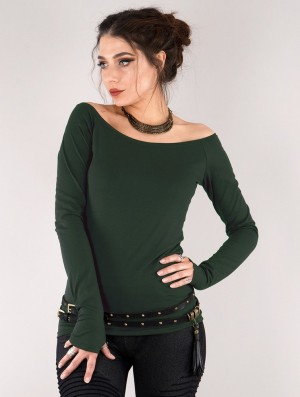 Toonzshop Saädiya Long Sleeve Top Oberteile Damen Grün | 8652KNOAL