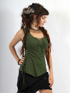 Toonzshop Sanjana Pixie Hood Top Oberteile Damen Grün | 4830JURHV
