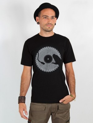 Toonzshop Saw Blade Dj Printed Short Sleeve T-shirt T-Shirt Herren Schwarz | 1954AJKTE