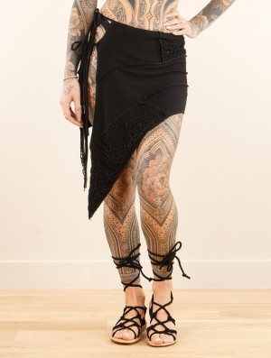 Toonzshop Sayna Bi-material 2 In 1 Skirt Top Rock Damen Schwarz | 0961JYEKZ