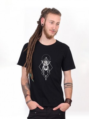 Toonzshop Scarab Spirit T-shirt T-Shirt Herren Schwarz Silber | 3108WMXCK