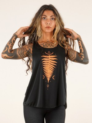 Toonzshop Shartiva Printed Tank Top Tanktop Damen Schwarz Orange | 9706IKSZM
