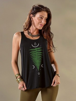 Toonzshop Shartiva Printed Tank Top Tanktop Damen Schwarz Grün | 4178LZXEY
