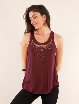 Toonzshop Sitaara Printed Tank Top Tanktop Damen Gold | 9352RHPYT