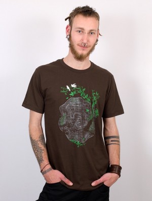Toonzshop Spiral Trunk Printed Short Sleeve T-shirt T-Shirt Herren Braun | 1059RUVQP
