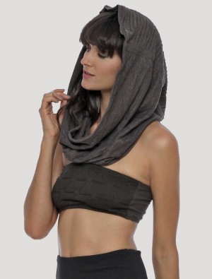 Toonzshop Straps Hooded Neck Warmer Scarves & Snoods Damen Charcoal | 8435YFRCP