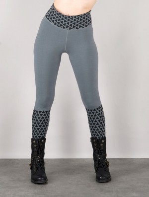 Toonzshop Tetris Printed Long Leggings Leggings Damen Hellgrau | 0954ZWTCU