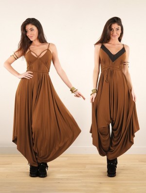 Toonzshop Topäaz Loose And Reversible Strappy Jumpsuit Jumpsuit Damen Caramel | 3158HSVON