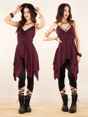 Toonzshop Topäaz Loose And Reversible Strappy Tunic Oberteile Damen Wine | 4613ABPUX