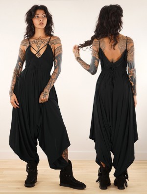 Toonzshop Topäaz Loose And Reversible Strappy Jumpsuit Jumpsuit Damen Schwarz | 3857MQJRY