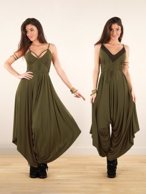 Toonzshop Topäaz Loose And Reversible Strappy Jumpsuit Jumpsuit Damen Khaki | 6273SHERA
