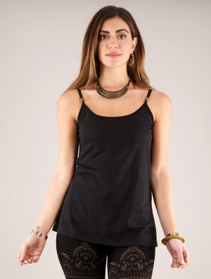 Toonzshop Ullinn Shoulder Strap Top Oberteile Damen Schwarz | 2617KUAPS