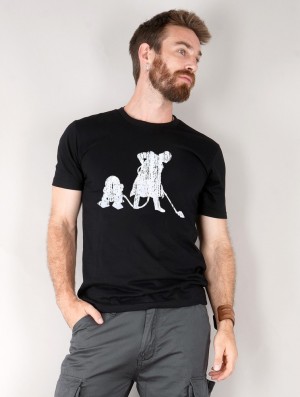 Toonzshop Vader R2d2 Vacuum Printed Short Sleeve T-shirt T-Shirt Herren Schwarz | 8234APMUI