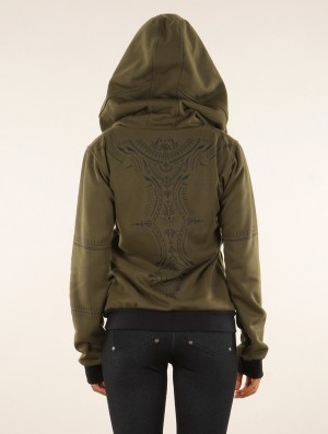 Toonzshop Vidar Zohraa Zipped Hoodie Hoodie Damen Khaki | 1659QRWKZ