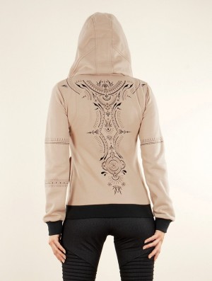 Toonzshop Vidar Zohraa Zipped Hoodie Hoodie Damen Beige | 9470CMKYQ